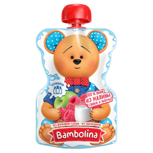 Пюре 90г BAMBOLINA Яблоко-Малина со сливками дой-пак