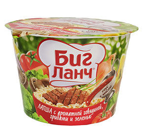 Лапша Биг-Ланч говядина/грибы/зелень ведро 90г 