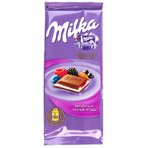 Шоколад МИЛКА мол. миндаль/лесные ягоды 85гр
