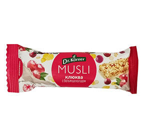 Батончик-мюсли Dr.Korner с клюквой и белым шоколадом 25гр