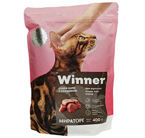 Корм сухой WINNER для взрослых кошек всех пород с говядиной м/у 0,4кг