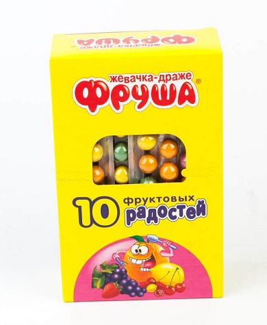 Жев.резинка ФРУША 10 фрук. радостей, мал. шар. в блистере