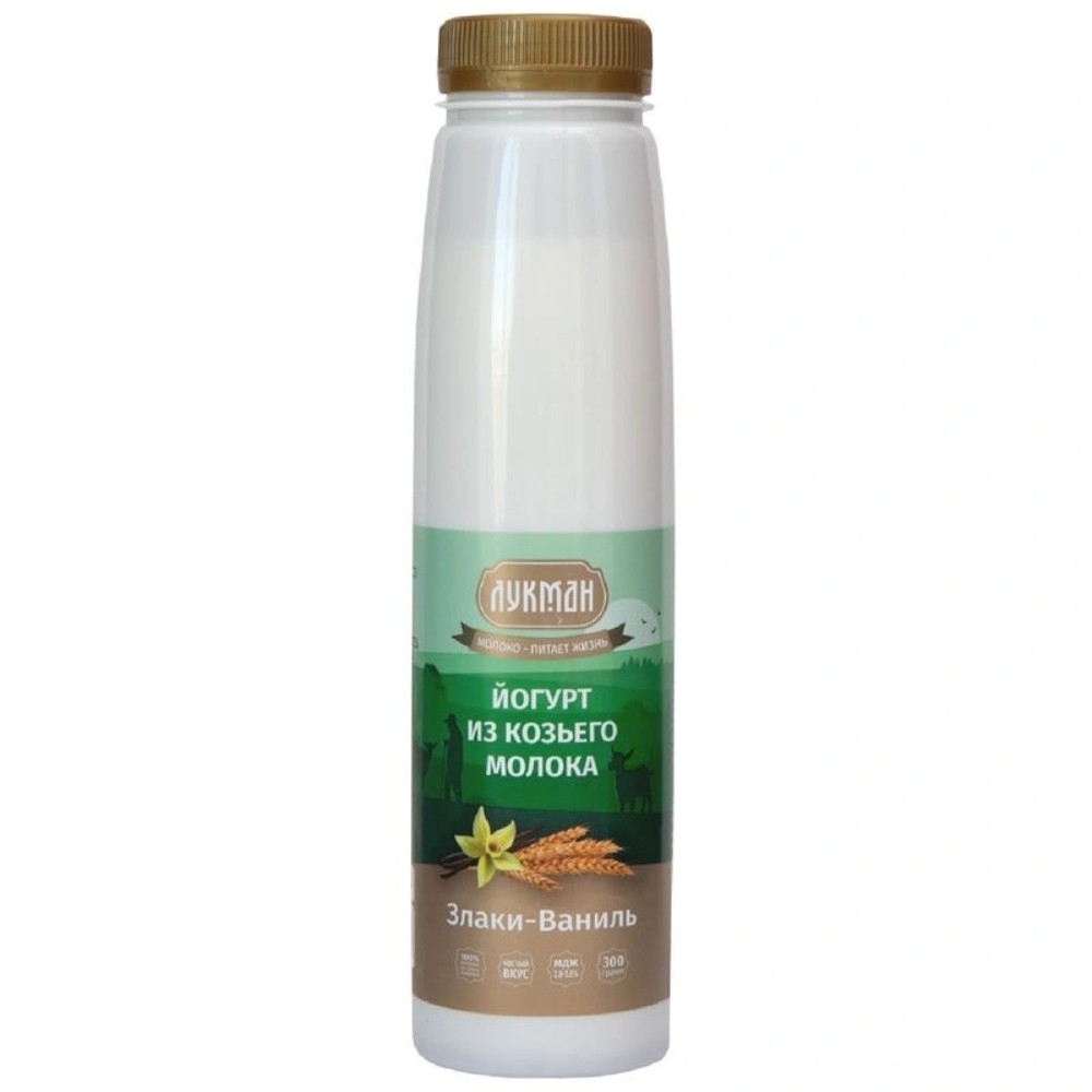 Йогурт из цельнкозьего молока с наполнитЗлаки -ваниль 28-56 0300 гр ТМ Лукман питьевой м 125₽