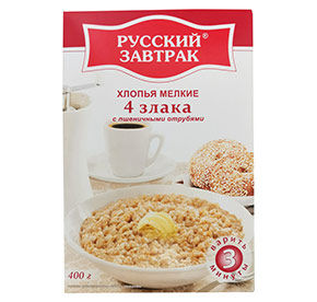 Хлопья 4 злака Русский завтрак с пшеничными отрубями к/у 400гр