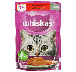 Корм 75 г Whiskas Паштет Говядина/Печень м/уп
