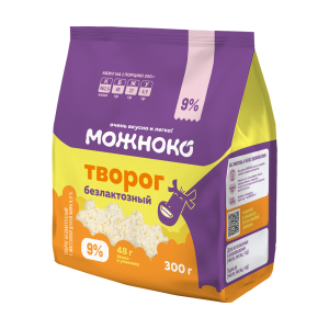 Творог безлактозный МОЖНОКО м.д.ж. 9% 300 г