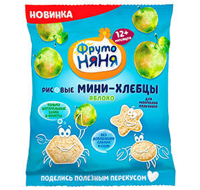 Мини-хлебцы рисовые ФрутоНяня яблоко, 30г. (для Мантеры)