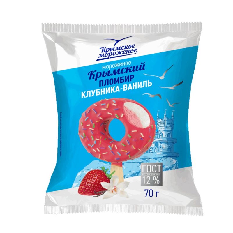 Мороженое с посыпкой эскимо клубника-ваниль Крымское 70гр
