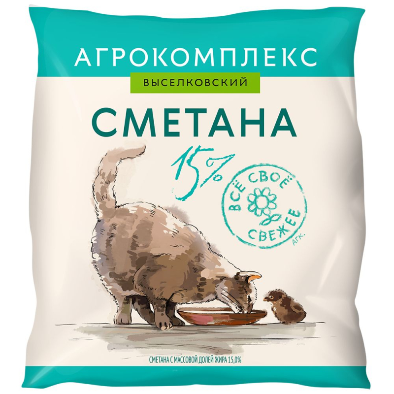 Сметана 15,0% Агрокомплекс 400гр пленка