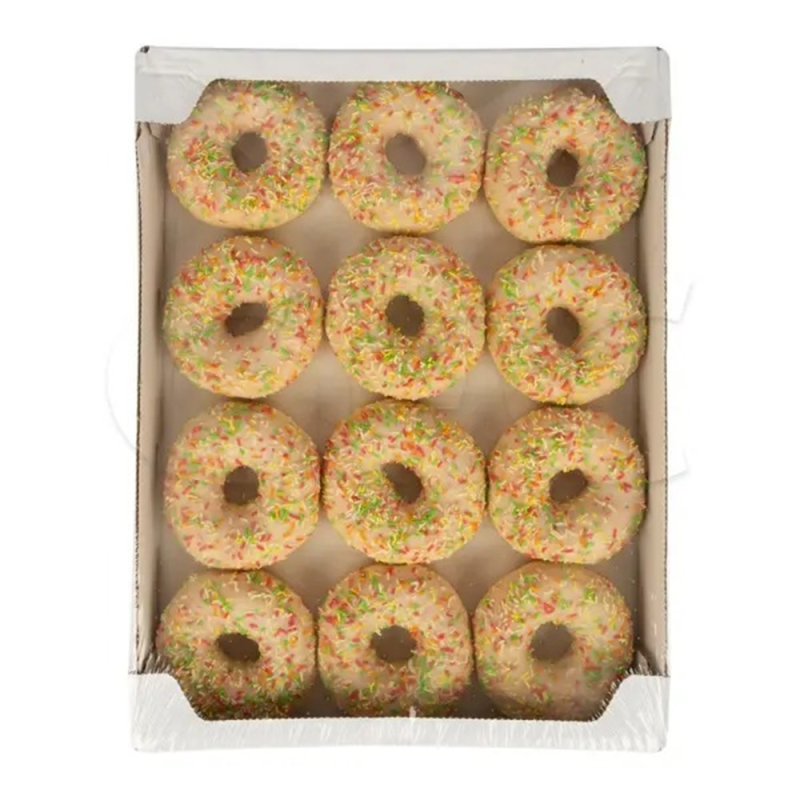 ДОНАТ смородина с малиновой начинкой покрытие белая глазурь цветная посыпка 70 г (-F-) (для Мантеры)