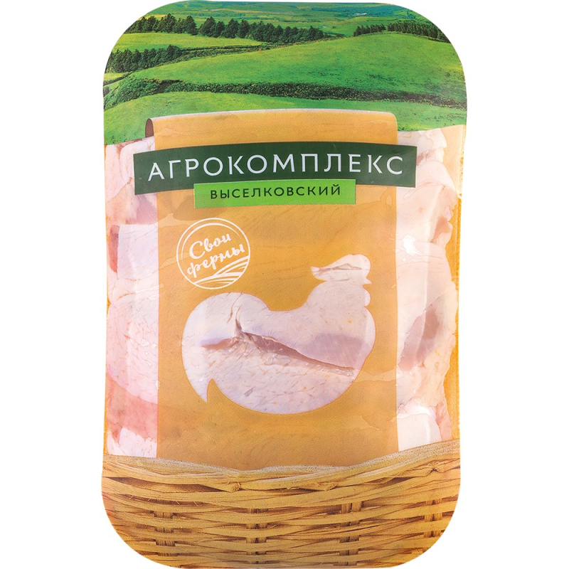 Продукт убоя цыплят-бройлеров бескостное мясо бедра без кожи зам. 1кг (лоток) Агрокомплекс