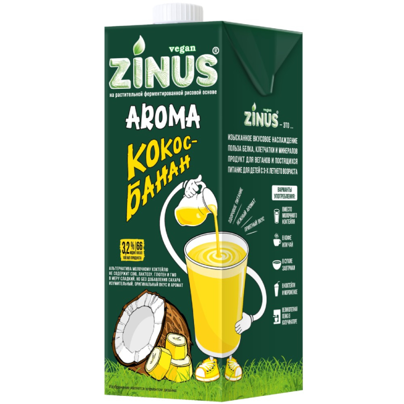 Молоко растительное Кокос-Банан ZINUS BARISTA 1л 1*12 (для Мантеры)