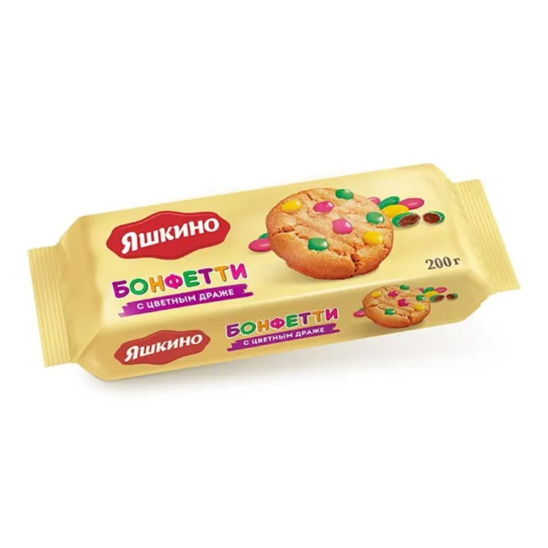 Печенье сдобное Бонфетти Яшкино с цвет.драже 200г