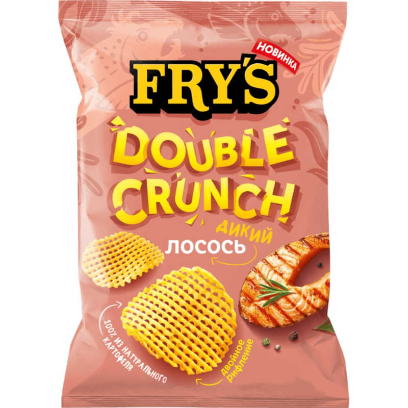 Чипсы из натур. картофеля особ. рифл. FRY’S (Фрайс) Дикий лосось 15*130 г (для Мантеры)