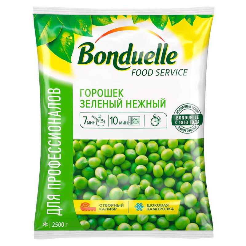 Горошек зеленый "Бондюэль" с/м (2,500 кг) упак. 4 шт. Россия (для Мантеры)