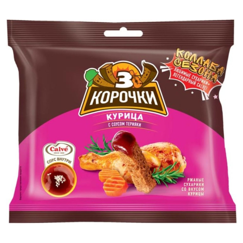 Сух.3корочки ржан.60г+25мл/30 Курица+соус терияки