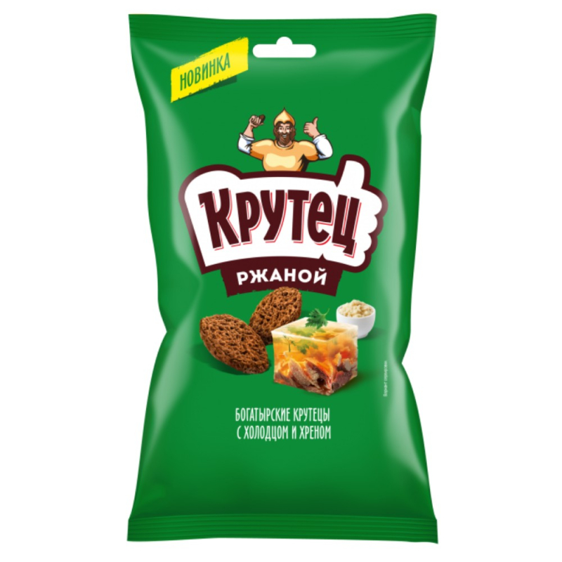 КРУТЕЦ Сухарики пшенично-ржаные 100г подушка Холодец с хреном