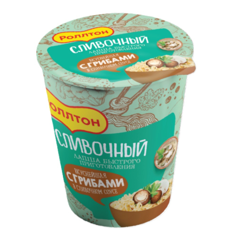 Лапша 70 гр Роллтон с грибами  в сливочном соусе пл/ст