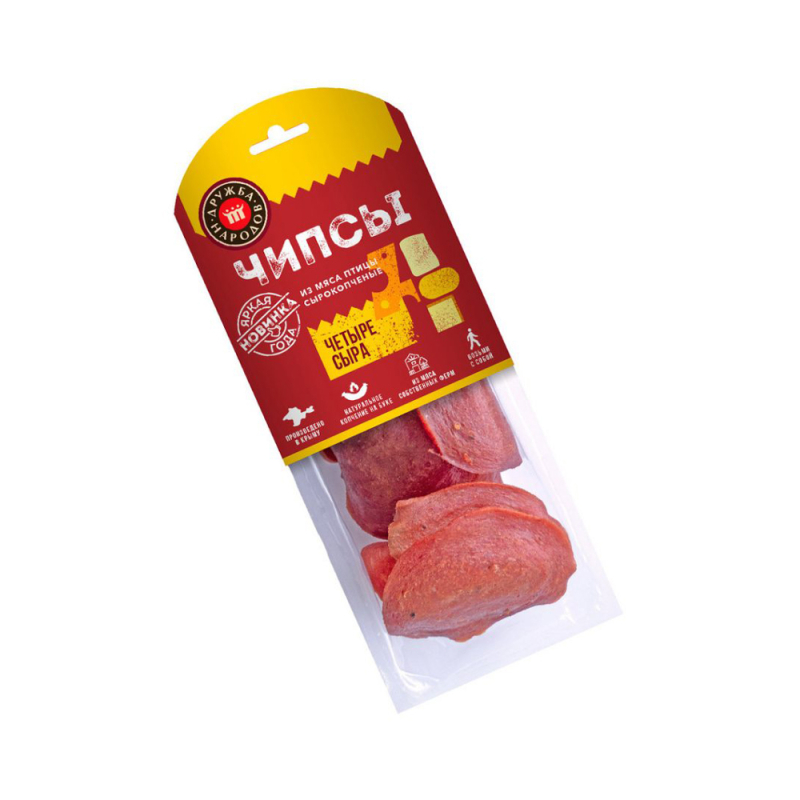 Чипсы из мяса птицы с/к 1с,охл (уп газ 0,08 кг) ДРУЖБА НАРОДОВ