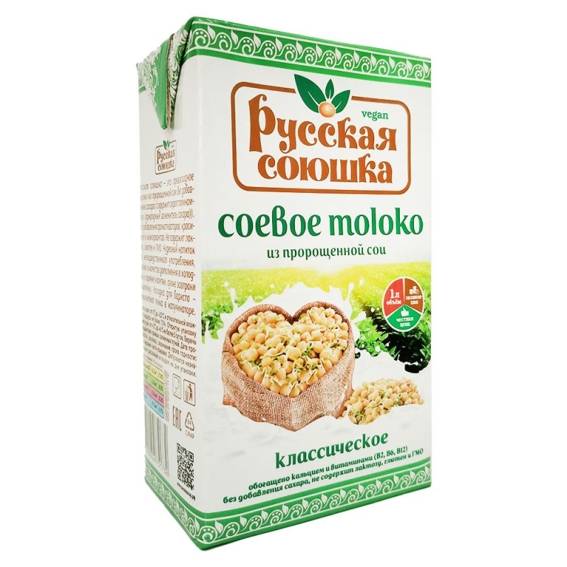 Напиток соевый РУССКАЯ СОЮШКА 1% ТБА 1,0л