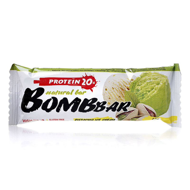 Батончики BOMBBAR с негл. фисташковый пломбир 60г