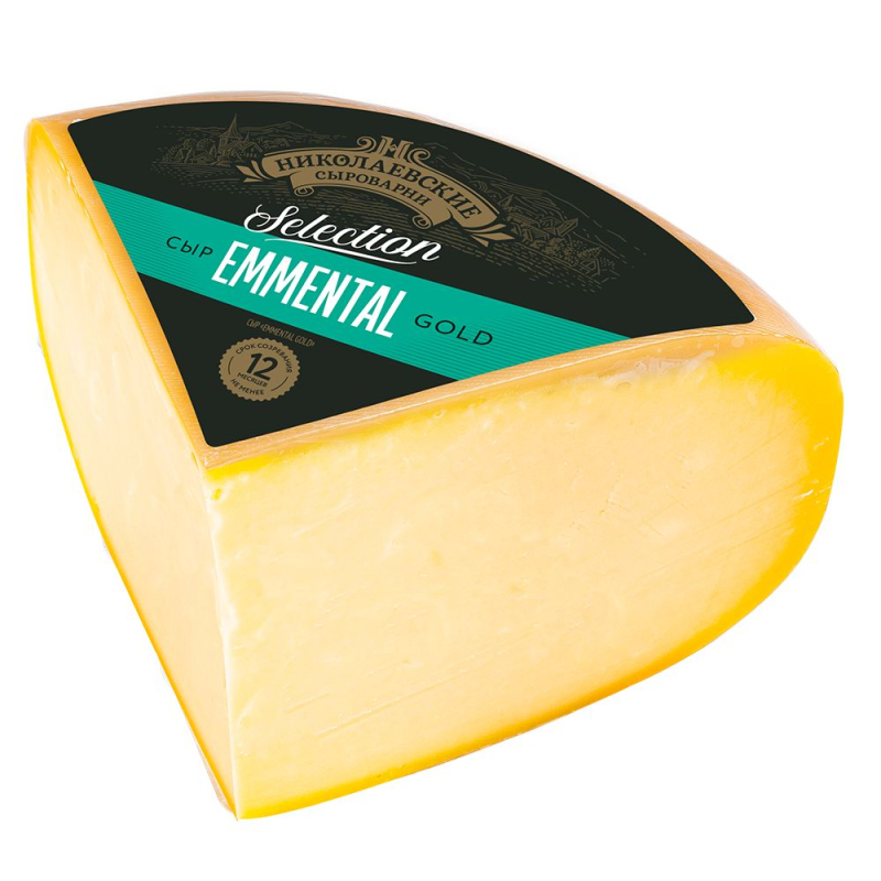 Сыр Emmental Gold м.д.ж.в с.в.45,0% 1/4 цилиндра весовой 1 кг Сыры Кубани