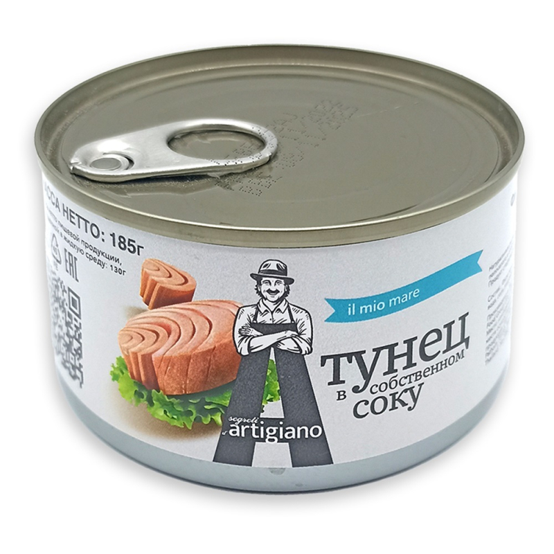 Тунец полосатый филе-ломтики в с/с "ARTIGIANO" ж/б 1,7 кг (для Мантеры)