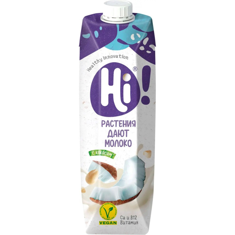 Молоко растительное Hi с кокосом 1л 1,8% tetra pak 12шт (сниж. белок)