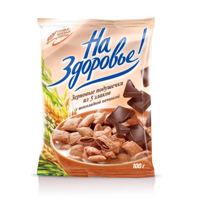 Подушечки зерновые 5 злаков с нач шоколад 5кг На здоровье к/к (для Мантеры)
