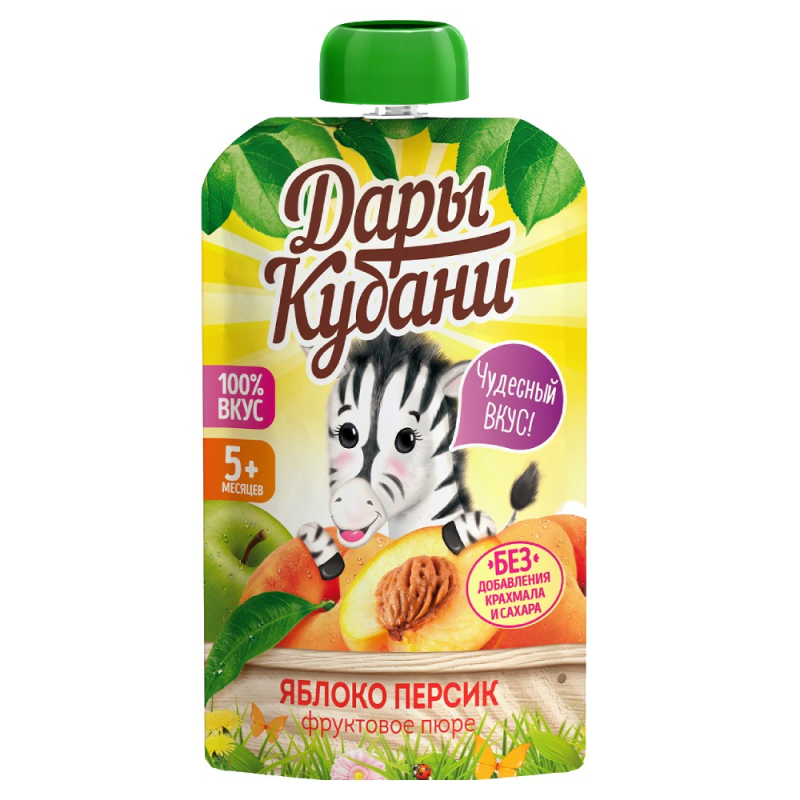 Пюре  90 г Дары Кубани  фруктовое из яблок и персиков д/п