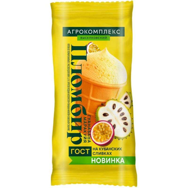 Мороженое пломбир Гуанабана-маракуйя  м.д.ж.15% Агрокомлекс 100 гр