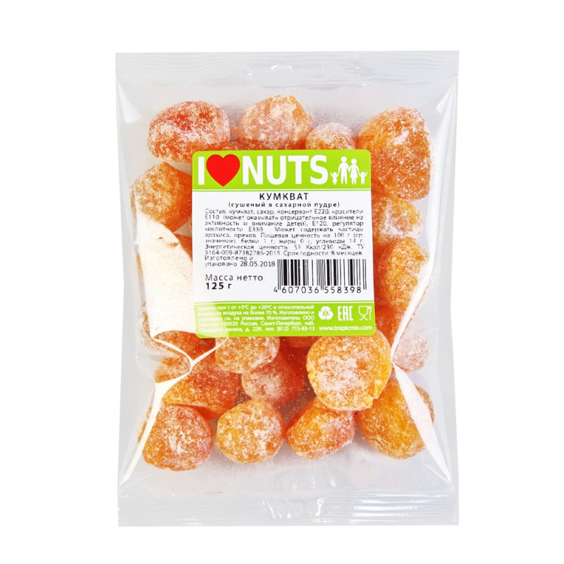 Кумкват 125 г INUTS сушеный желтый в сиропе м/уп