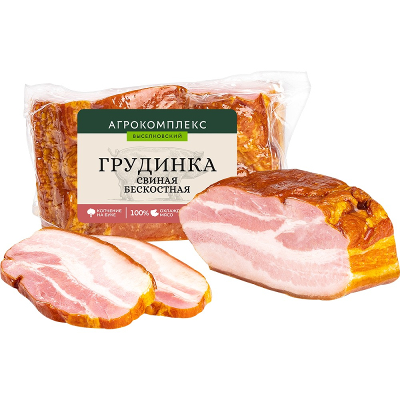 Грудинка свиная копчено-вареная 1 кг Агрокомплекс