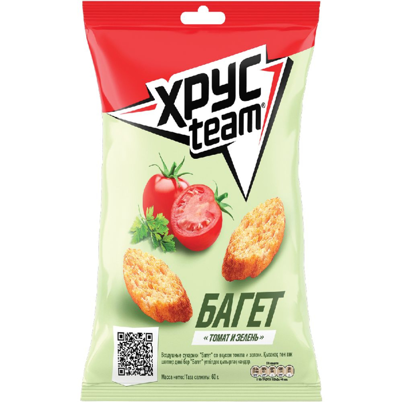 ХРУСТИМ БАГЕТ ТОМАТ С ЗЕЛЕНЬЮ 60гр