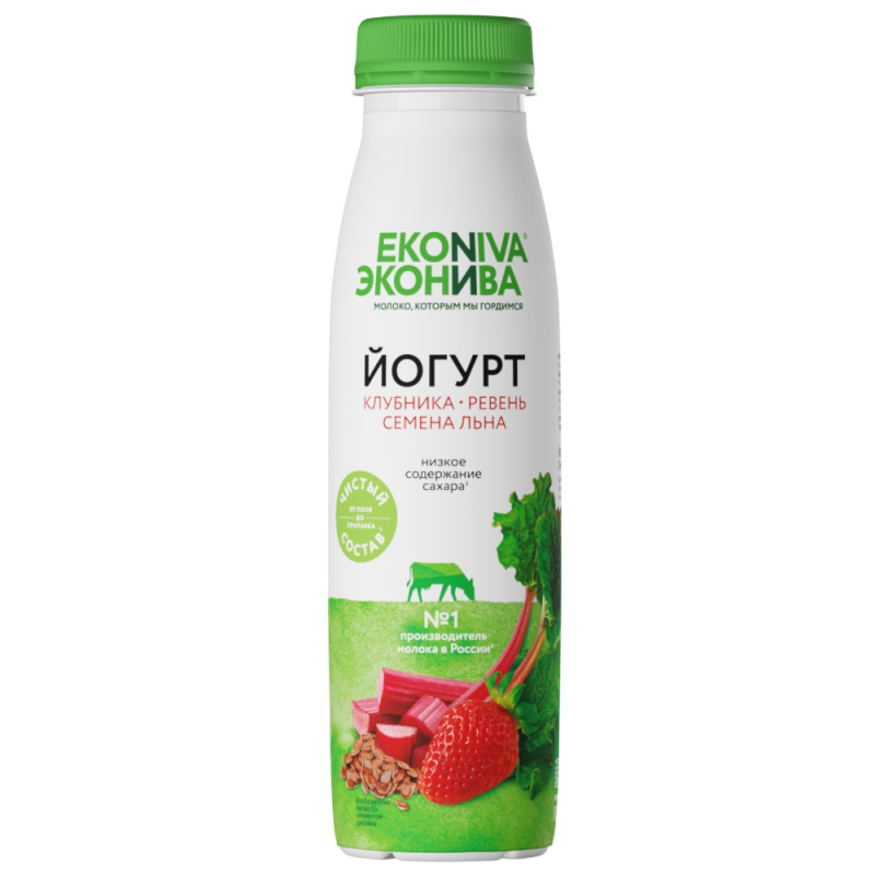 ЙОГУРТ FITNESS LINE ЭКОНИВА КЛУБНИКА/РЕВЕНЬ/СЕМЕНА ЛЬНА 2,5% 300 ГР ПЭТ (6 ШТ)[м]