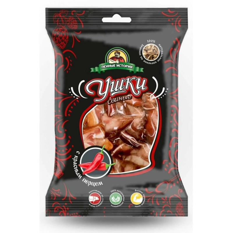 ПЕННЫЕ ИСТОРИИ Ушки свиные с красным перцем  90гр*30шт Пенные истории