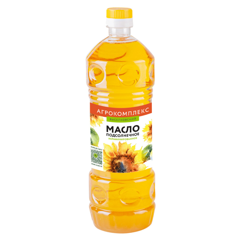 Масло подсолнечное нерафинированное Первый сорт Агрокомплекс 900мл