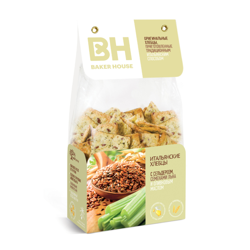 Хлебцы Baker House итальянские с сельдереем и семенами льна м/у 250г