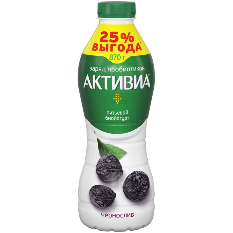 АКТИВИА Биойогурт пит Чернослив 2% 870гр ПЭТ/6шт  90022(для Мантеры)