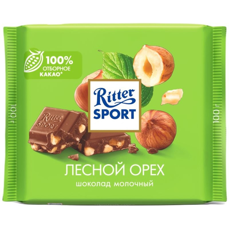 РИТТЕР СПОРТ шок.мол. Лесной орех 100гр*12шт (2226) (пал400) РС