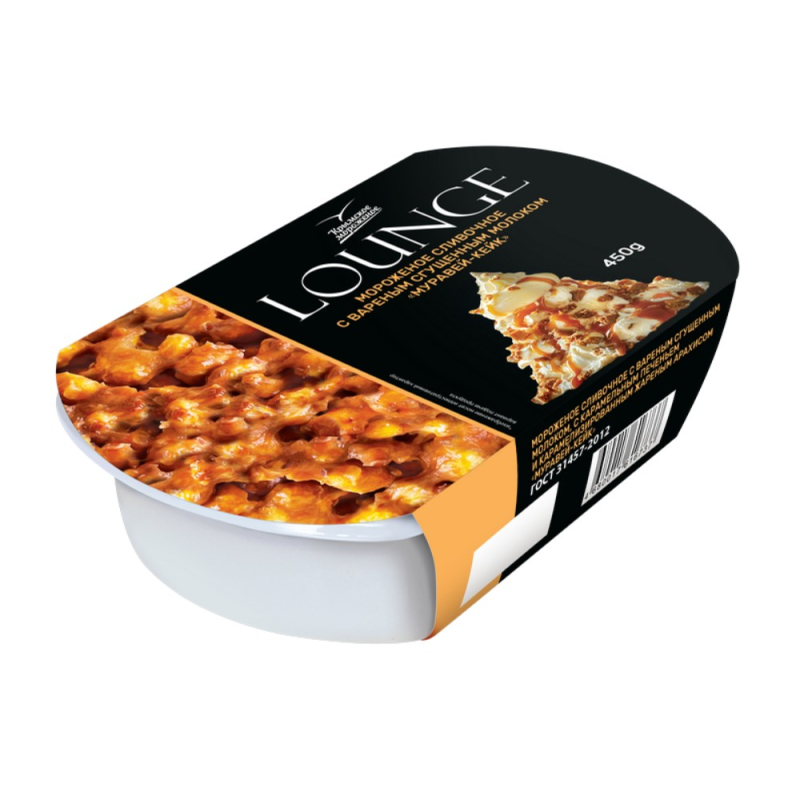 Мороженое Lounge сливочное с вареным сгущен.молоком, карамелизированным печеньем и арахисом 450гр[м]