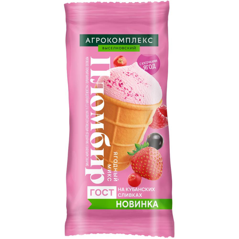 Мороженое пломбир Ягодный микс м.д.ж.15% Агрокомплекс 100 гр