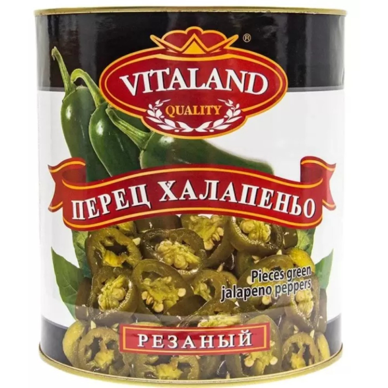 Перец Халапеньо зеленый резанный кольцами ж/б Vitaland 2,85кг / 1,65кг 1*4, шт (для Мантеры)