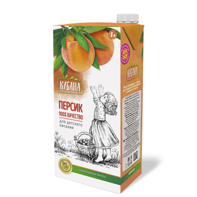 Нектар Кубана персиковый с мякотью 1л т/пак / Кубснаб