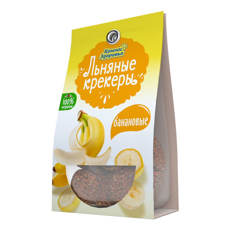 Крекер 50гр Компас Здоровья Льняной с бананом*24