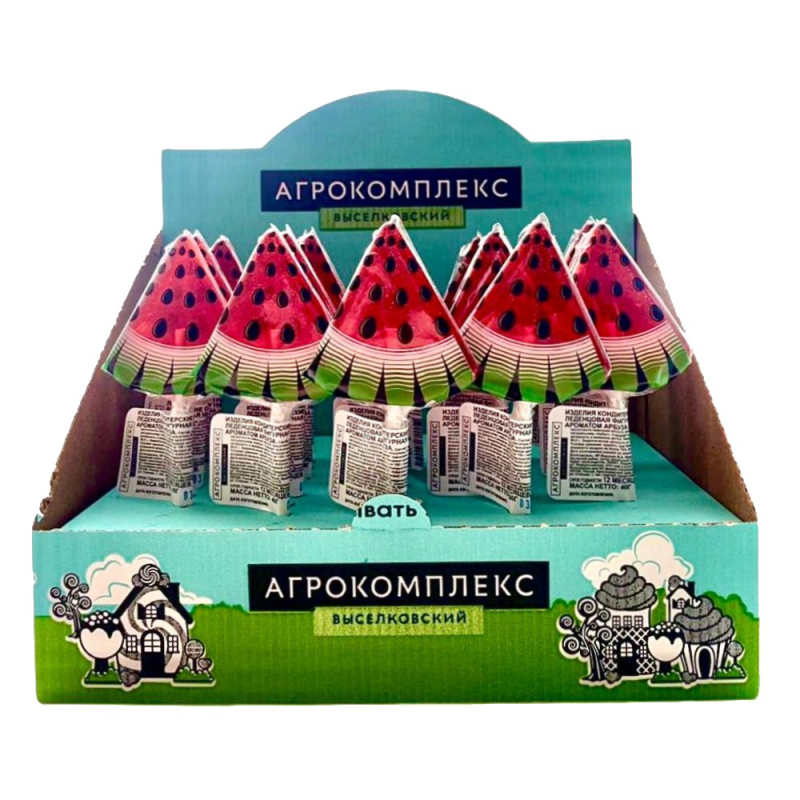 Карамель леденцовая на палочке со вкусом и ароматом арбуза 40гр. Агрокомплекс