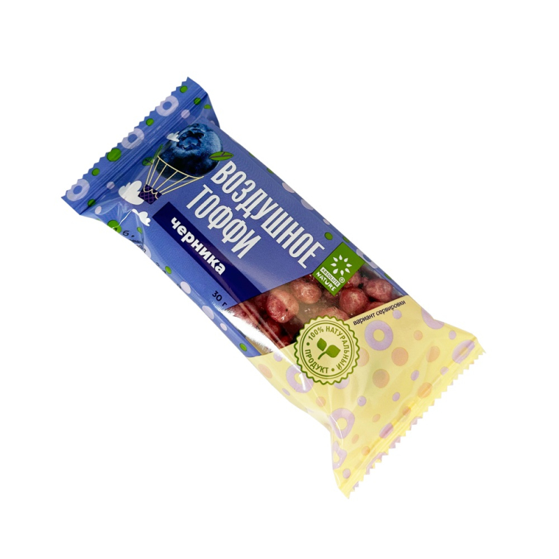 Батончик Злаковый Absolute Nature Воздушное тоффи с черникой с товарным знаком