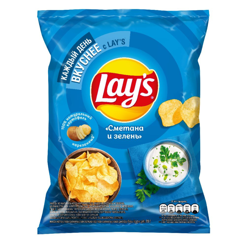 Чипсы Lay's Сметана и зелень м/у 70г