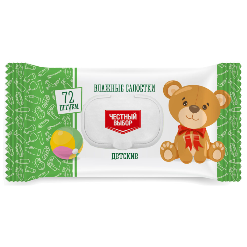 Салфетки влажные 72 шт Честный выбор детские big-pack с крышкой м/уп