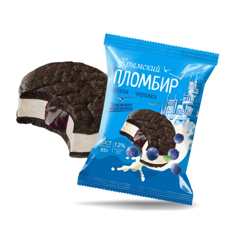 Мороженое 85г Крымское брауни-черника сэндвич м/уп [м]